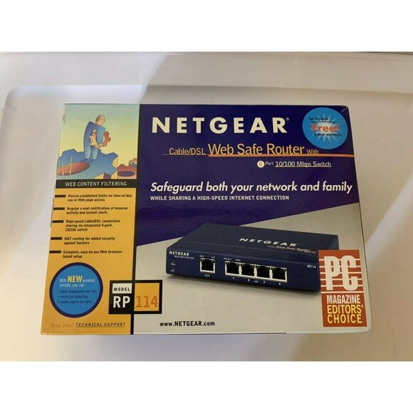 Netgear RP114 Web Safe Cable DSL Router 100 Mbps 4-Port‎ 10/100 Switch Open Box - Picture 2 of 11